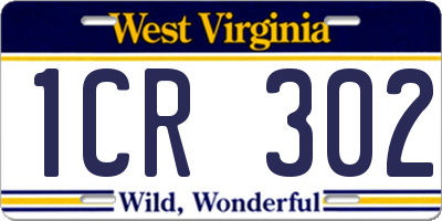 WV license plate 1CR302