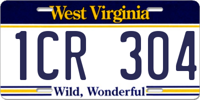 WV license plate 1CR304