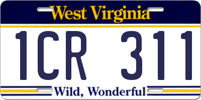 WV license plate 1CR311
