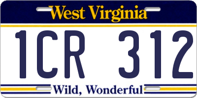 WV license plate 1CR312
