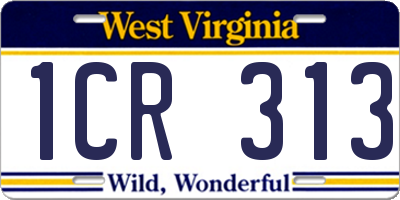 WV license plate 1CR313
