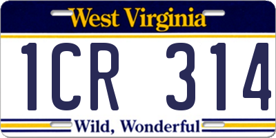 WV license plate 1CR314