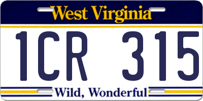 WV license plate 1CR315