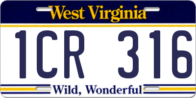 WV license plate 1CR316