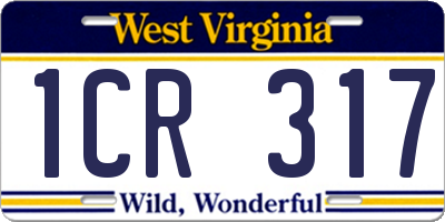 WV license plate 1CR317