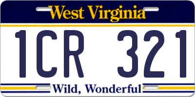 WV license plate 1CR321