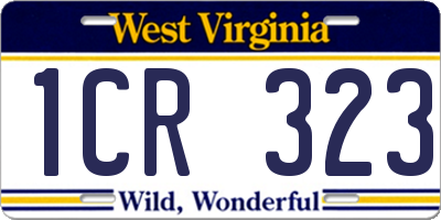 WV license plate 1CR323