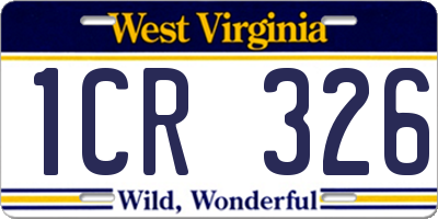 WV license plate 1CR326
