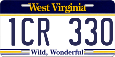 WV license plate 1CR330