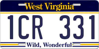 WV license plate 1CR331