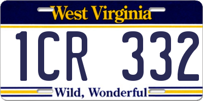 WV license plate 1CR332