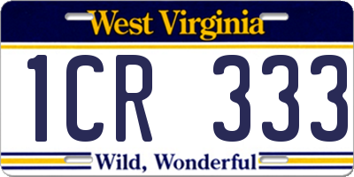 WV license plate 1CR333