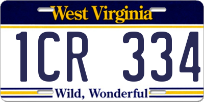 WV license plate 1CR334