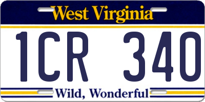 WV license plate 1CR340
