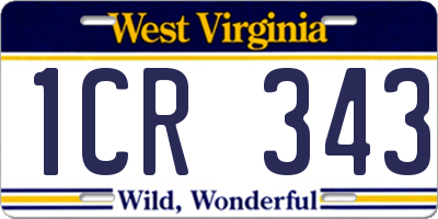 WV license plate 1CR343