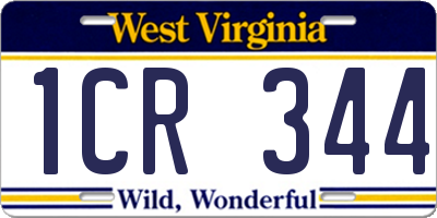 WV license plate 1CR344