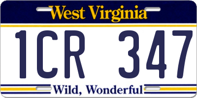 WV license plate 1CR347