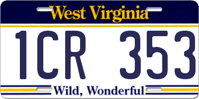 WV license plate 1CR353