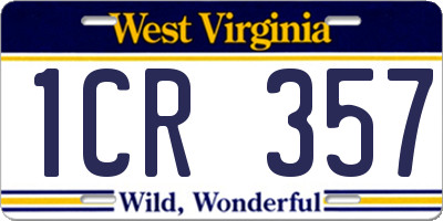 WV license plate 1CR357