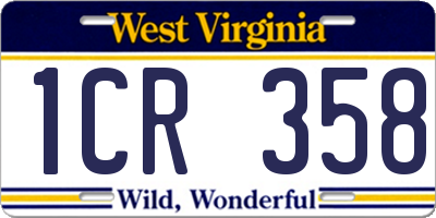WV license plate 1CR358