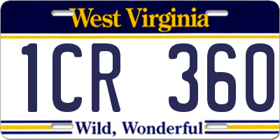 WV license plate 1CR360