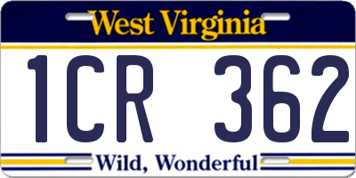 WV license plate 1CR362