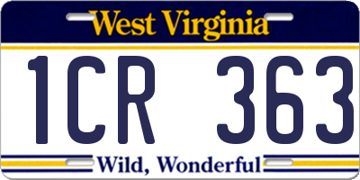 WV license plate 1CR363