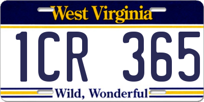 WV license plate 1CR365