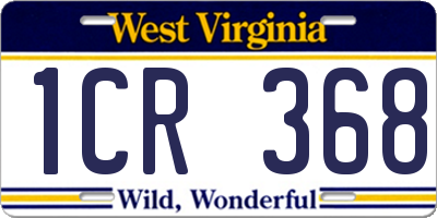 WV license plate 1CR368