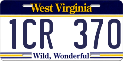 WV license plate 1CR370