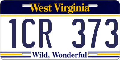 WV license plate 1CR373
