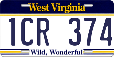 WV license plate 1CR374