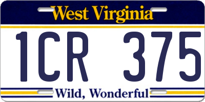 WV license plate 1CR375