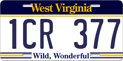 WV license plate 1CR377