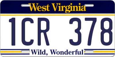 WV license plate 1CR378