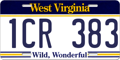 WV license plate 1CR383