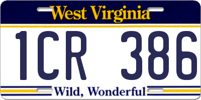 WV license plate 1CR386