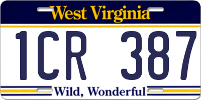 WV license plate 1CR387