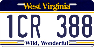 WV license plate 1CR388