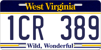 WV license plate 1CR389