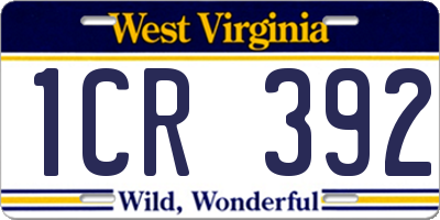 WV license plate 1CR392