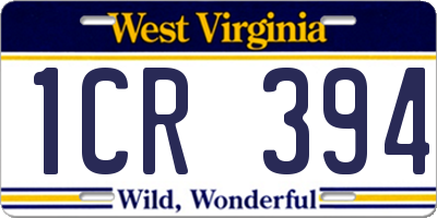 WV license plate 1CR394