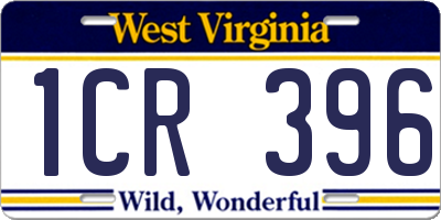 WV license plate 1CR396