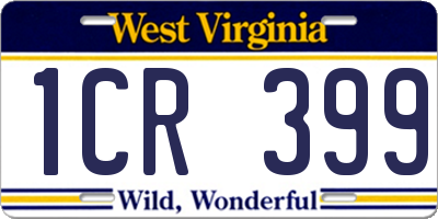 WV license plate 1CR399