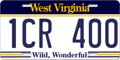WV license plate 1CR400
