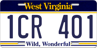 WV license plate 1CR401