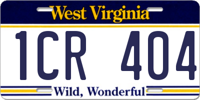WV license plate 1CR404