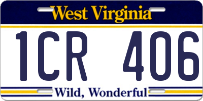 WV license plate 1CR406