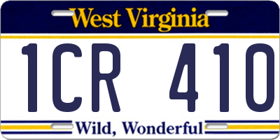WV license plate 1CR410