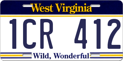 WV license plate 1CR412